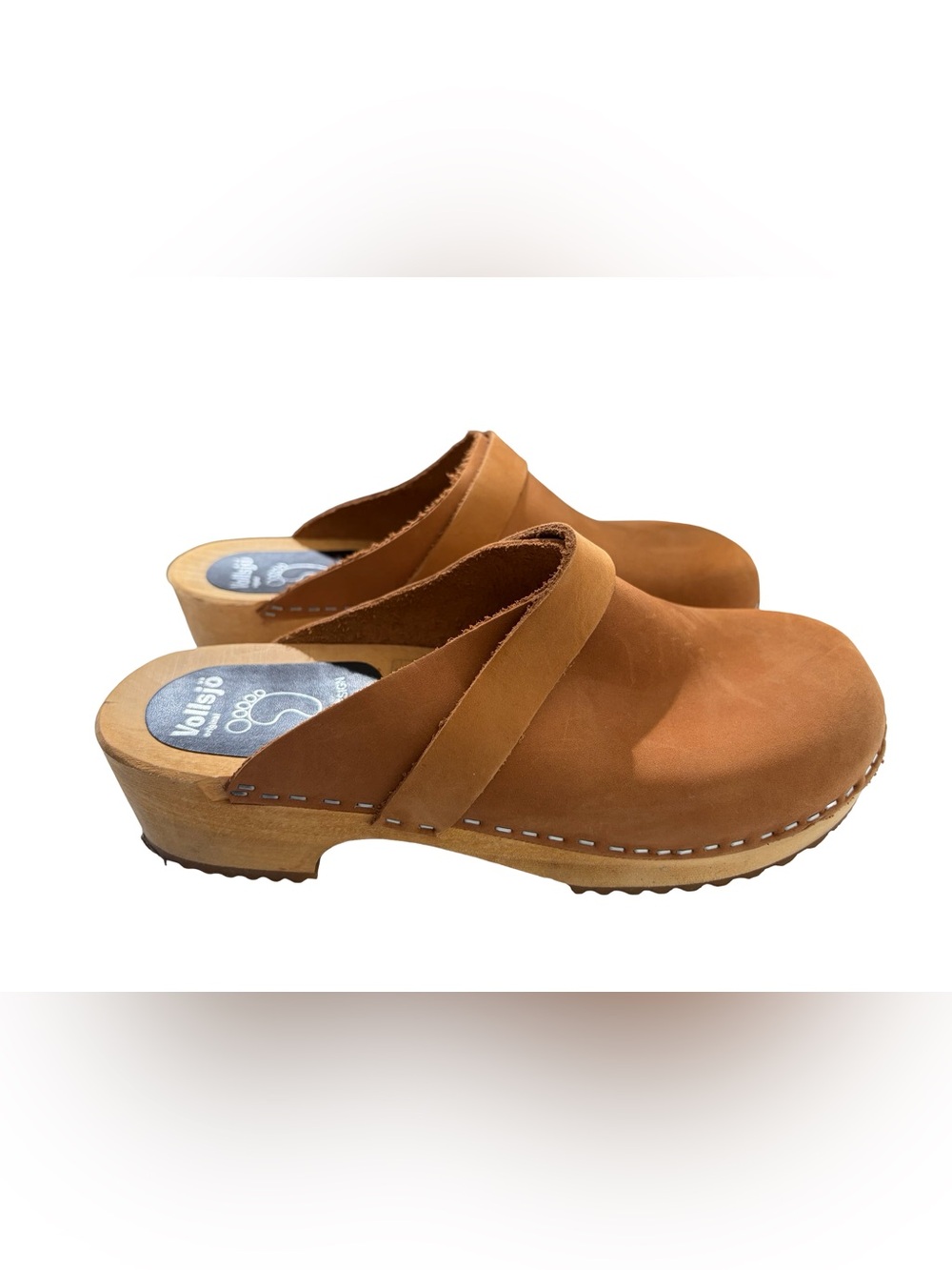 Swedish wood and leather clogs